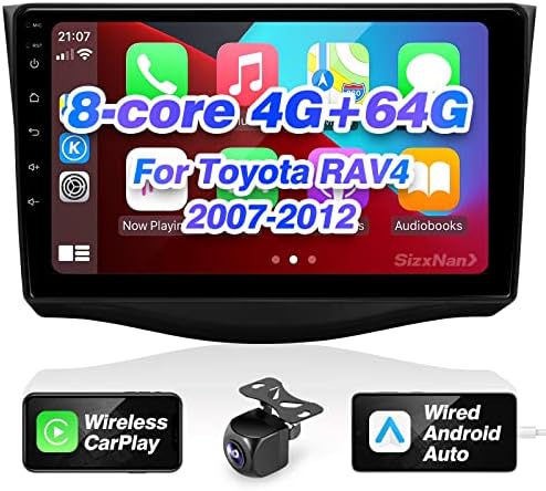 SizxNanv Toyota RAV4 2006-2011 Android 10 érintőképernyő Kompatibilis Carplay Android Auto,Autó Rádió Sztereó Bluetooth Navigációs Media Player