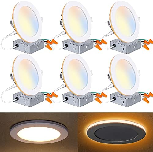 Mounight 6 Pack Hüvelykes LED Süllyesztett Mennyezeti Lámpa Éjszakai Lámpa, CRI90, 14W=100W, 1200lm, 2700K/3000K/3500K/4000K/5000K