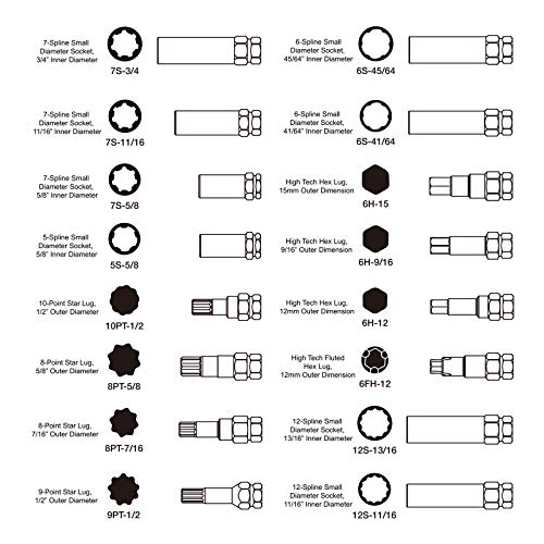 MIXPOWER 16-Darab Záró Húz Dió Mester Kulcs Készlet Spline Csillag Hex Style Kulcsok, Kerék Zár Eltávolítása Készlet, Vékony
