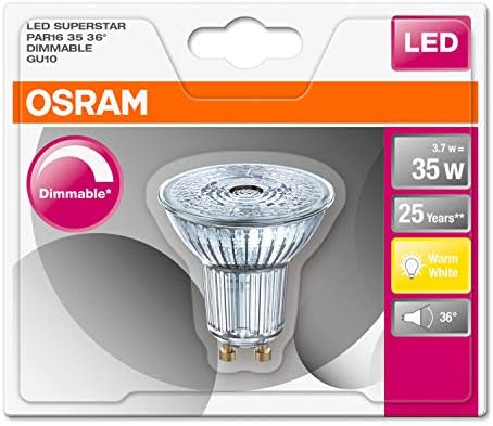 Osram LED Reflektor Lámpa/Meleg Fehér (2700 K)/GU10 Alap/Szabályozható [Calc.]/Helyettesíti 35 W Reflektor Lámpa/3.70 W/LED Superstar