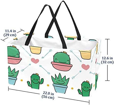 Bevásárló Kosár, Zöld Kaktusz Bevásárló Táskák Vízálló Bevásárló Táska Összecsukható, Nagy Teherbírású Tote Bags