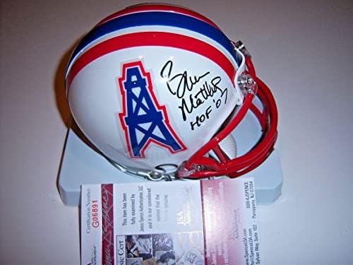 Bruce Matthews Houston Oilers,hof 2007 Utolsó Psa/dns/coa Aláírt Mini Sisak - Dedikált NFL Mini Sisak