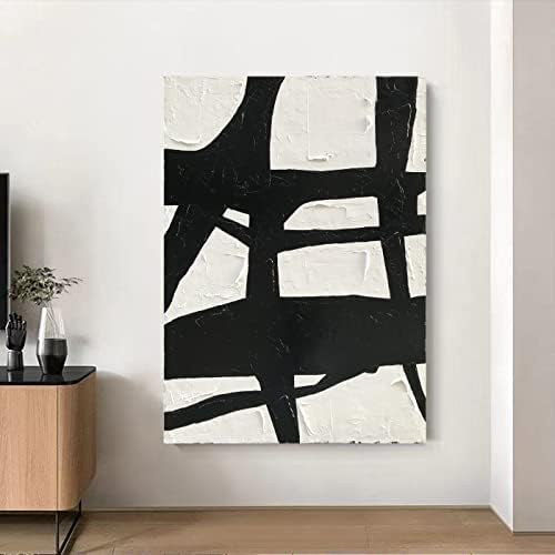 NANKAI Kézzel Festett, Modern, Minimalista Olaj Festmény Művészet, 40x28 colos Fekete-Fehér Falon Absztrakt Művészet,Nagy Festmény