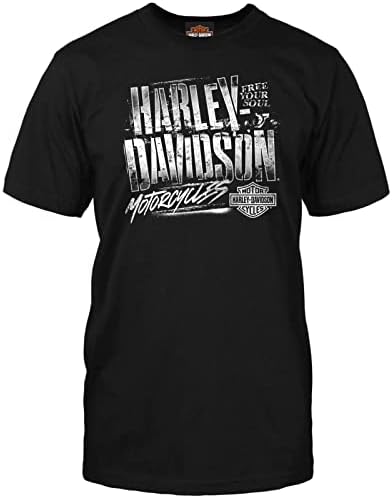 Harley-Davidson Katonai - Férfi Fekete Grafikus Póló - USAG Stuttgart | Grunge Spray