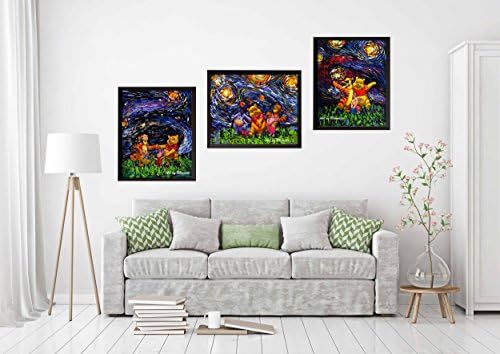 Uhomate 3 db Micimackó Winnie Pooh Fali Dekor Vincent Van Gogh Csillagos Éj Plakátok Wall Art Fali Dekor Hálószoba, Fürdőszoba Mű M043 (8X10)
