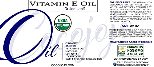 Bio E-Vitamin-Olaj - USDA Hitelesített - ban Természetes, 43,000 NE-Nem-GMO -, Vegán, Kegyetlenség-Mentes, Ömlesztett -, Az