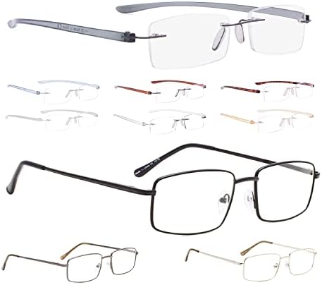 Földhasználati jogok 7 Csomag Keret nélküli Szemüvege + 3 darab Fém Olvasó Szemüveg ( Összesen 10 Pár Olvasók +3.00)