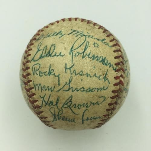Szép 1952-ben a Chicago White Sox Csapat Aláírt Amerikai profi Baseball-Liga Nellie Fox SZÖVETSÉG - Dedikált Baseball