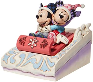 Enesco Disney Hagyományok által Jim Shore Mickey and Minnie Egér Szánkózás Szerelmesek Figura, 4.5 Inch, Többszínű