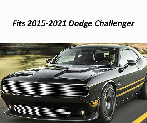 Króm Hűtőmaszk Betét illik 2015-2021 Dodge Challenger Fantom Tuskó Hűtőrács Felső Alsó 2db Csiszolt 2017 2018 2019 2020d