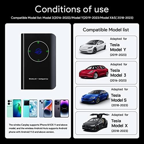 Binize Vezeték nélküli CarPlay Android Automatikus Vezeték nélküli Adapter 2023 a Tesla Model Y 3 X S, Támogatás EQ/Waze/Maps/Zene/Kormánykerék