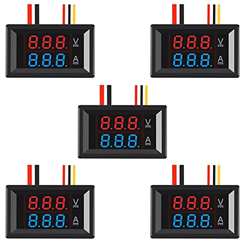 D-FLIFE 5db 0.28 LED Voltmérő Árammérő, Piros, Kék Digitális Multiméter Kijelző Feszültség Aktuális Teszter,DC 0-100V 10A Érzékelő
