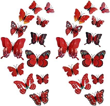 24PCS Pillangós Fali Matricák Cserélhető 3D Pillangó Dekoráció Fali Matrica Freskó Matricák lakberendezési Gyerek Szoba Hálószoba Decor