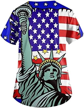 A függetlenség Napja Ing, Plus Size Bozót, Maximum a Nők 4. július Ing, V-Nyakú, Rövid Ujjú Blúzt USA Zászló, póló