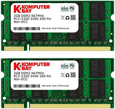 Komputerbay 4GB 2X 2GB DDR2 667MHz PC2-5300 PC2-5400 DDR2 667 (200 PIN) SODIMM Laptop Memória