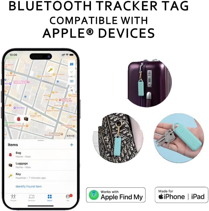SmartBee - Újratölthető Személyes Alarm & Bluetooth Nyomkövető Tag Kompatibilis Apple® Eszközök, Egyéni Védelem, Kulcstartó,