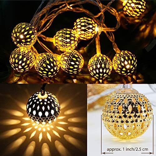 Ragyogj Csillag 40 LED Globe String Fények, Halloween Dekoráció Arany Marokkói függő Lámpák elemes Dekor Beltéri, Haza, Hálószoba, Party,