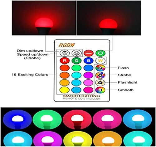 SimplyHomeDesigns LED Szabályozható Izzó 10W 800LM 2700 - 6500K, RGBCWCCT színváltó Izzók w/ Távirányító Többszínű Villanykörte RGB 6 Módok,