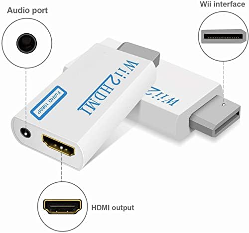 Xsusmdom Wii, HDMI Adapter, Wii, HDMI Átalakító Csatlakozó 1080p Kimenet Videó 3,5 mm-es Audio - Támogatja az Összes Wii Megjelenítési