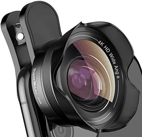 Telefon Kamera Lencséjét,TODI 4K HD 2 az 1-ben 120° Széles Látószögű Objektív, Makró Objektív 20X,Klip-A Telefon Objektív Kompatibilis iPhone,Samsung,