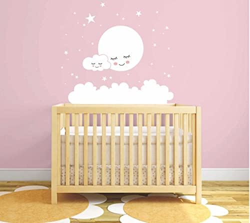 Hold a Felhők, a Csillagok Fali Matrica Vinil Fali Matrica az Óvoda Kidsroom Fali Dekor Baby Boom Dekoráció 19 (Nagy, Fehér)