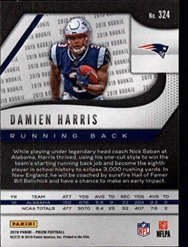 2019 Panini Prizm 324 Damien Harris RC Újonc New England Patriots az NFL Labdarúgó-Trading Card