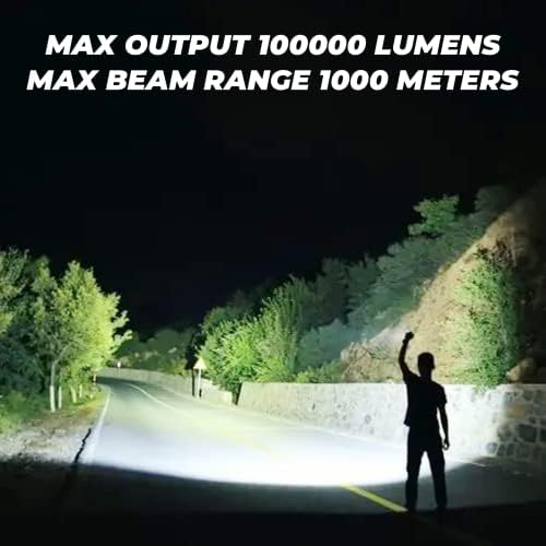 Elemlámpák Nagy LED Lumen Újratölthető: 100000 Lumen Szuper Fényes Zseblámpa, Nagy Teljesítményű Vaku, 5 Módok, IPX6 Vízálló, nagy Teljesítményű