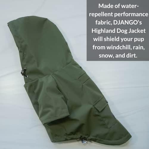 DJANGO Highland Kutya Kabát, Esőkabát - Vízlepergető, Szélálló, valamint Hám-Barátságos Kapucnis Téli Kutya bundája, Esőkabát, Állítható