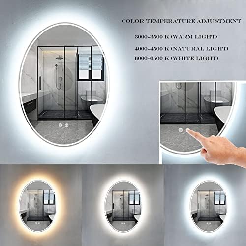 VOKIM Ovális LED Fürdőszoba Tükör 32x 24 Front pedig Háttérvilágítás，Érintse meg a Gombot,Fokozatmentes Szabályozható Fali Tükör Anti-Köd,