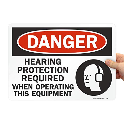 SmartSign Veszély - Hallás Védelme Szükséges, Ha a Működési Címke | 10 x 14, Laminált Vinil