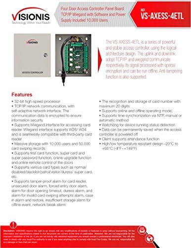 Visionis FPC-8161 4 ajtós beléptető Elektromos Csepp Bolt hiba Biztonságos Idő Részvétel a TCP/IP-Wiegand Vezérlő Doboz, Tápegység, Időjárásálló