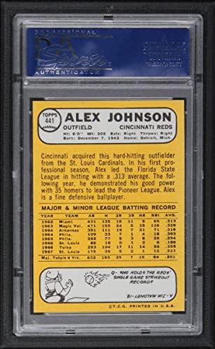 1968 Topps 441 Alex Johnson Cincinnati Reds (Baseball Kártya) PSA a PSA 7.00 Vörösök