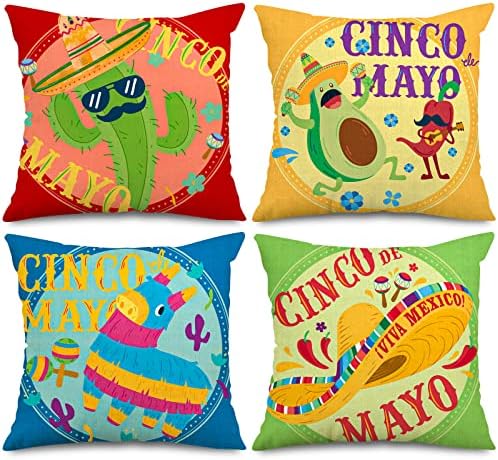 AnyDesign Mexikói Fiesta Párnát Öleli Cinco De Mayo párnahuzat Színes, Mexikói Kaktusz Avokádó Párna Esetben a Haza Párt Ünnepi