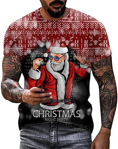 XXBR Karácsonyi Katona Rövid Ujjú T-shirt a Férfiak számára, a Férfi Karácsony Mikulás Nyomtatás Fél Kerek Nyakú Sport Izom Tees