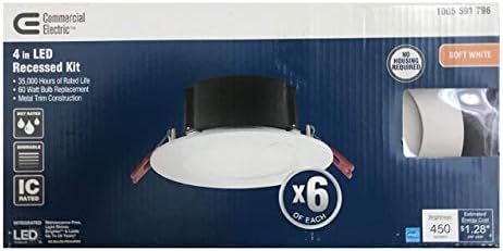 4. Fehér Flush Kerek Nedves Névleges Integrált LED Süllyesztett Világítás Készlet (6-Pack)