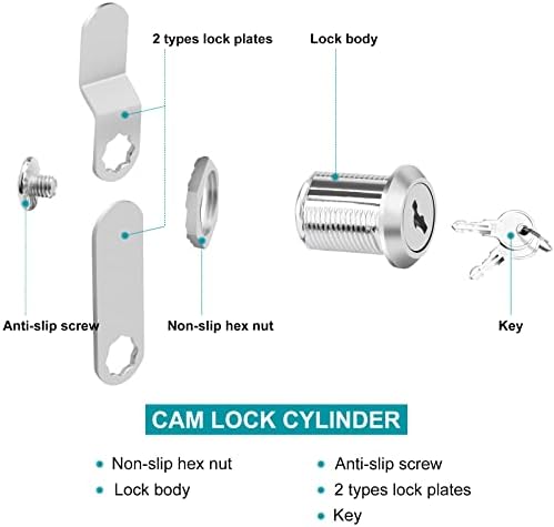 6 Pack Szekrény Cam Zár Kulcsos Egyforma Kulccsal, 5/8 Kabinet Cam Zár Készlet, Korszerűsített Megvastagodott Zár Cilinder,Postaláda