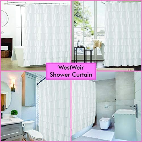 WestWeir Fehér Fodros zuhanyfüggöny - Parasztház Ruhával Fürdőszoba 72 x 72 Cm Textúra Divat