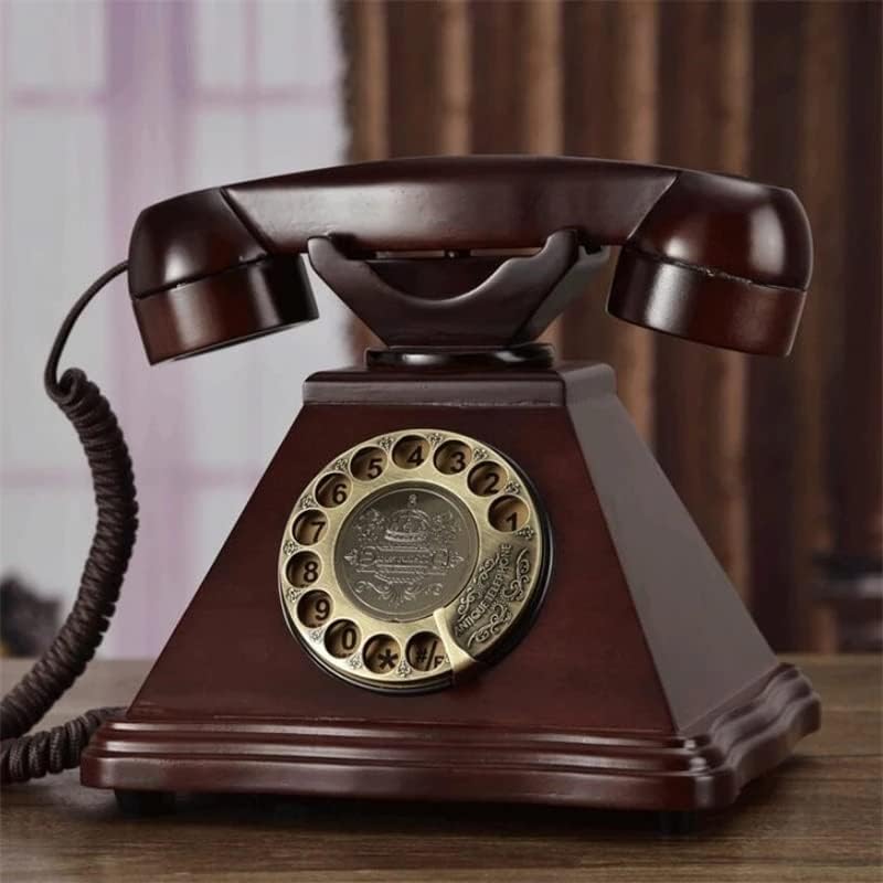 SEASD Antik Forgó Tárcsa Vezetékes Telefon Európai Tömör Fa, Retro Vezetékes Telefon, Otthoni Irodai Telefonok
