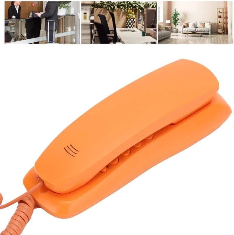 HOUKAI Home Office Vékony Hordozható Telefon Egyetlen Sor Vezetékes Asztal Telefon Narancs