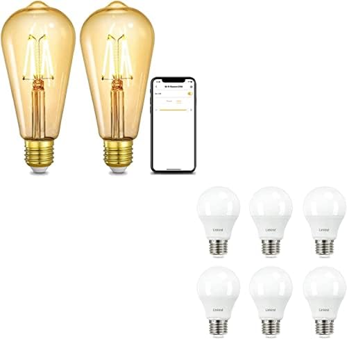 Linkind Okos Edison Izzók 2 Pack & Szabályozható Puha, Fehér LED Izzók 6 Pack