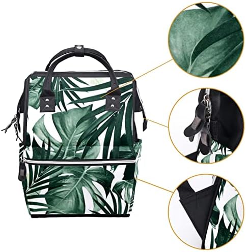 GUEROTKR Utazási Hátizsák, Pelenka táska, Hátizsák Táskában, trópusi zöld levelek növények minta