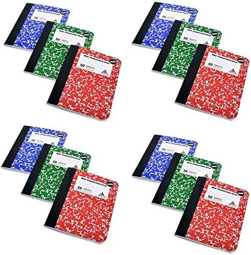 Mini Márvány füzeteiket, Szál Köti Notebookok, Piros, Kék, Zöld, 12-ct, 600 Teljes Oldalak által Greenbrier (limited edition)