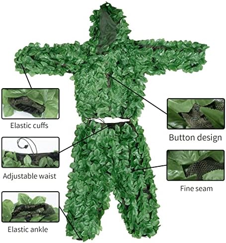 HYOUT Kapucnis Ghillie Suit Terepszínű Ruha Erdei, valamint az Erdészeti Tervezési Hadsereg Katonai Mesterlövész 3D Zöld Levél Ruházat Jungle