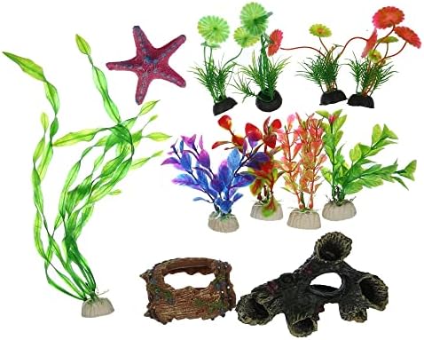 VOCOSTE Akváriumi Növények Szett, akvárium Növények Hamis Színes Mesterséges akvárium Dekoráció Növények Akvárium Dekoráció Készlet, a Barlang