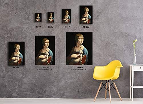Leonardo Vászon Hölgy, a Hermelin olasz Művész, Leonardo da Vinci Keretezett Olaj Festmény, Portré Festette Leonardo Calssic