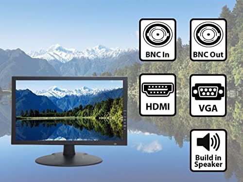 101AV 18.5 Profi LED Security Monitor HDMI-VGA & BNC Bemenet Audio Video Display Számítógép PC Monitor w/Hangszóró CCTV DVR