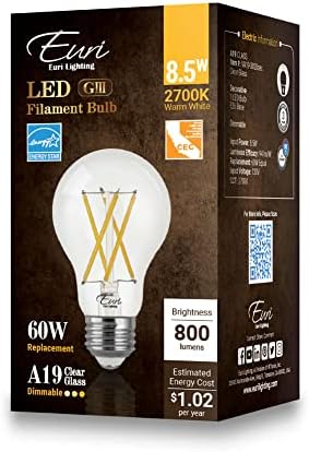 Euri Világítás VA19-3020cec, Szabályozható LED 19, 8.5 W (60W Egyenlő), Meleg Fehér (2700K), 800lm, 90+ CRI, 320° Sugár,
