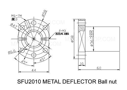 TTT Dia.20mm 2010 ballscrew CNC Alkatrész Készletek = SFU2010 - L450 mm + Fém Deflektor Ballscrew anya + FK15 FF15 nd Támogatás + DIÓ