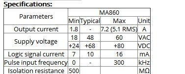 GOWE 2-Fázisú Léptető Motor hajtás MA860 + 86HS35 3.5 N. m