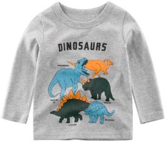 SUPFANS Kisgyermek Fiú Hosszú Ujjú Ing, Pamut T-Rex Dinoszaurusz Pólók Csomagban
